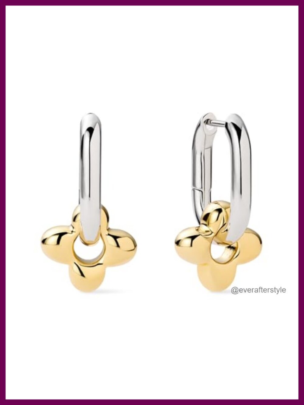 14K Gold Plated Huggie Hoop Earrings with Removable Floral Charm